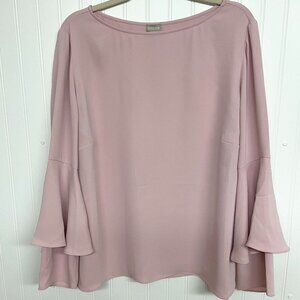 Chico's Tiered Sleeve Satin Feel Top Sz 3 Blush Pink Career Wear Formal Party